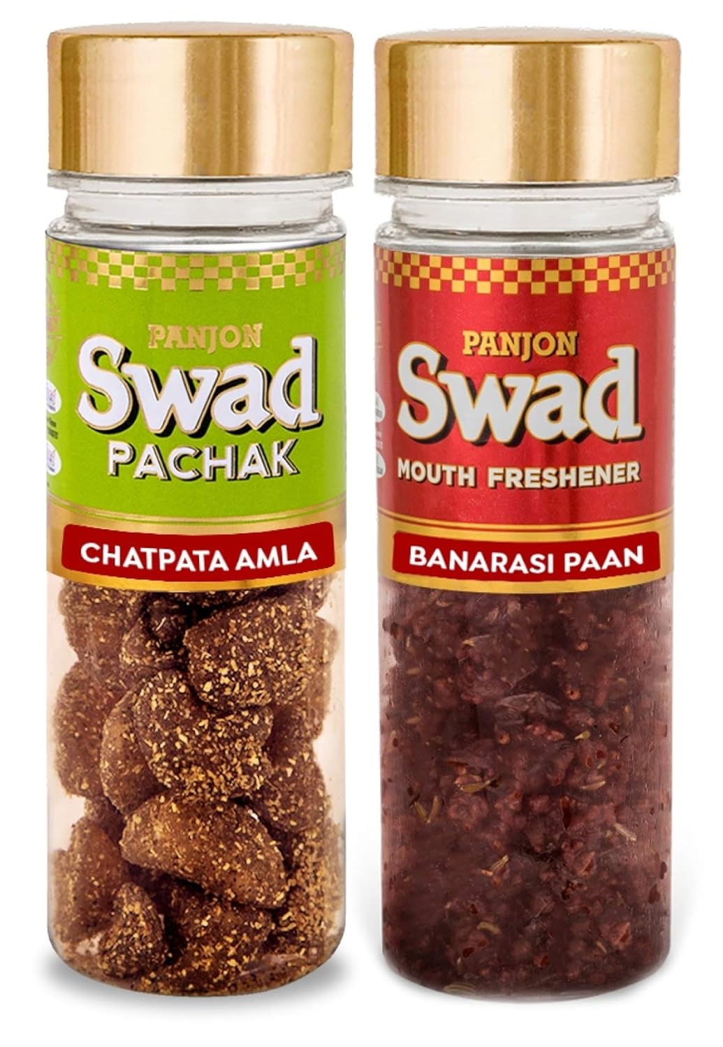 Panjon Swad Chatpata Amla & Banarasi Paan Mouth Fresheners 215gm, (110gm *2 Bottles)