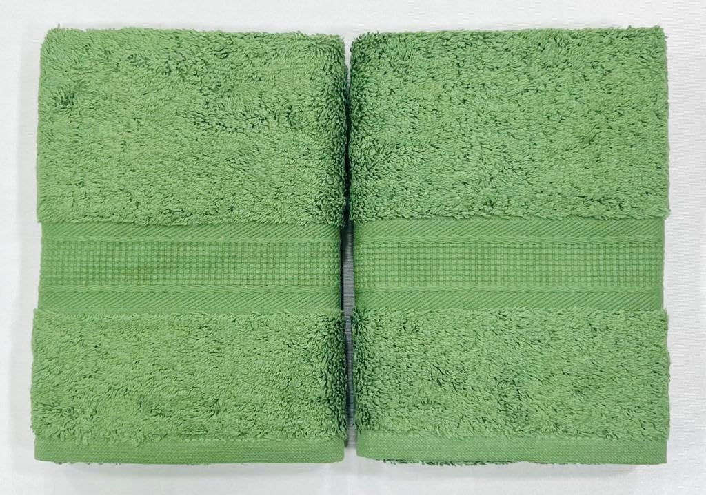 Bombay Dyeing Plain Santino 500 Gsm Cotton Hand Towel Set - Bottle Green (2 Piece)