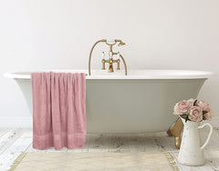 Tiqh 100% Cotton Bath Towel 600 Gsm | Highly Absorbent & Quick Dry Extra Large Bath Towel (Dusty Pink)