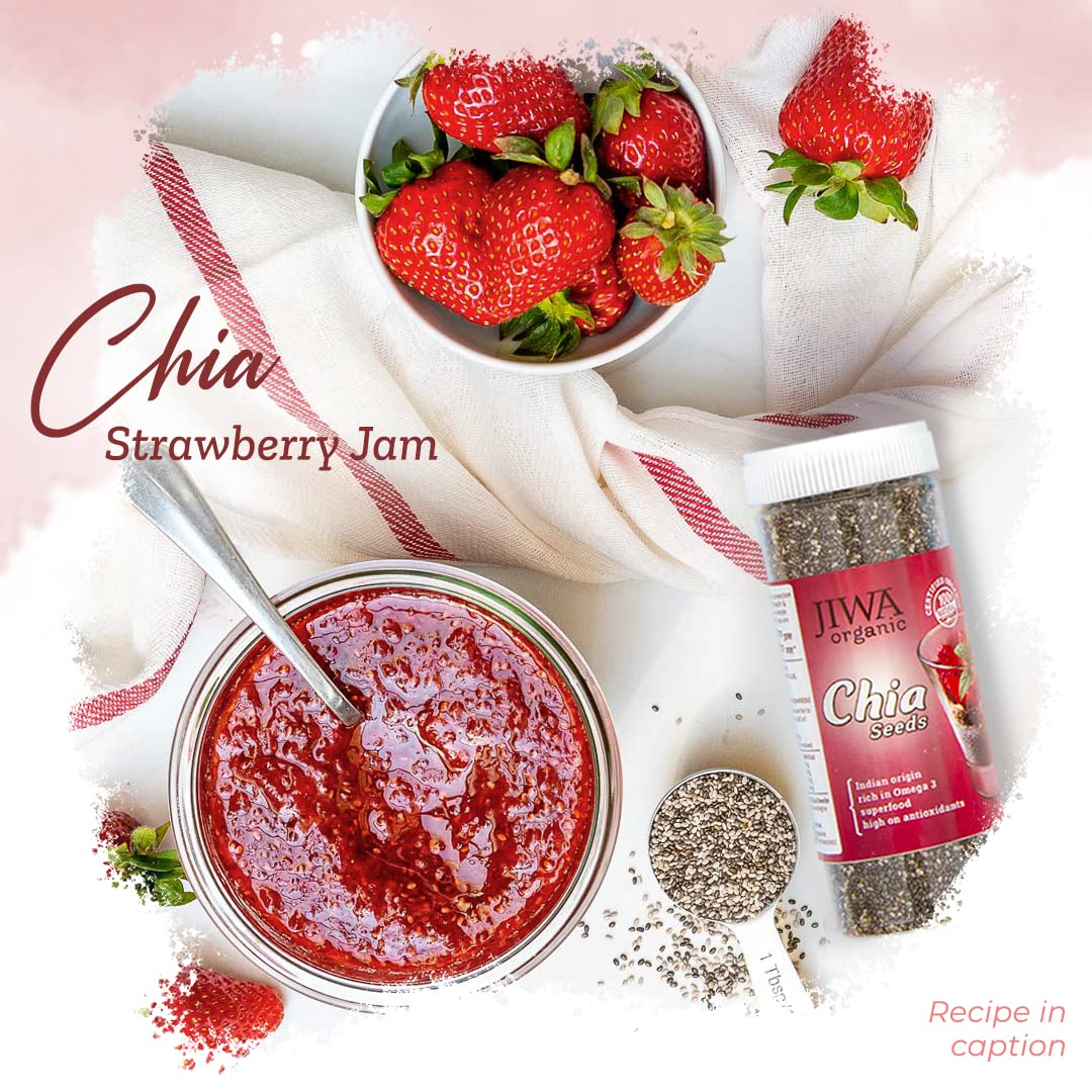 Jiwa Healthy By Nature Organic Chia Seeds Raw & Unroasted Seeds For Eating Superfood Rich In Omega 3, Antioxidants & Fiber Certified Organic & Gluten Free| 250gm 0.5lbs