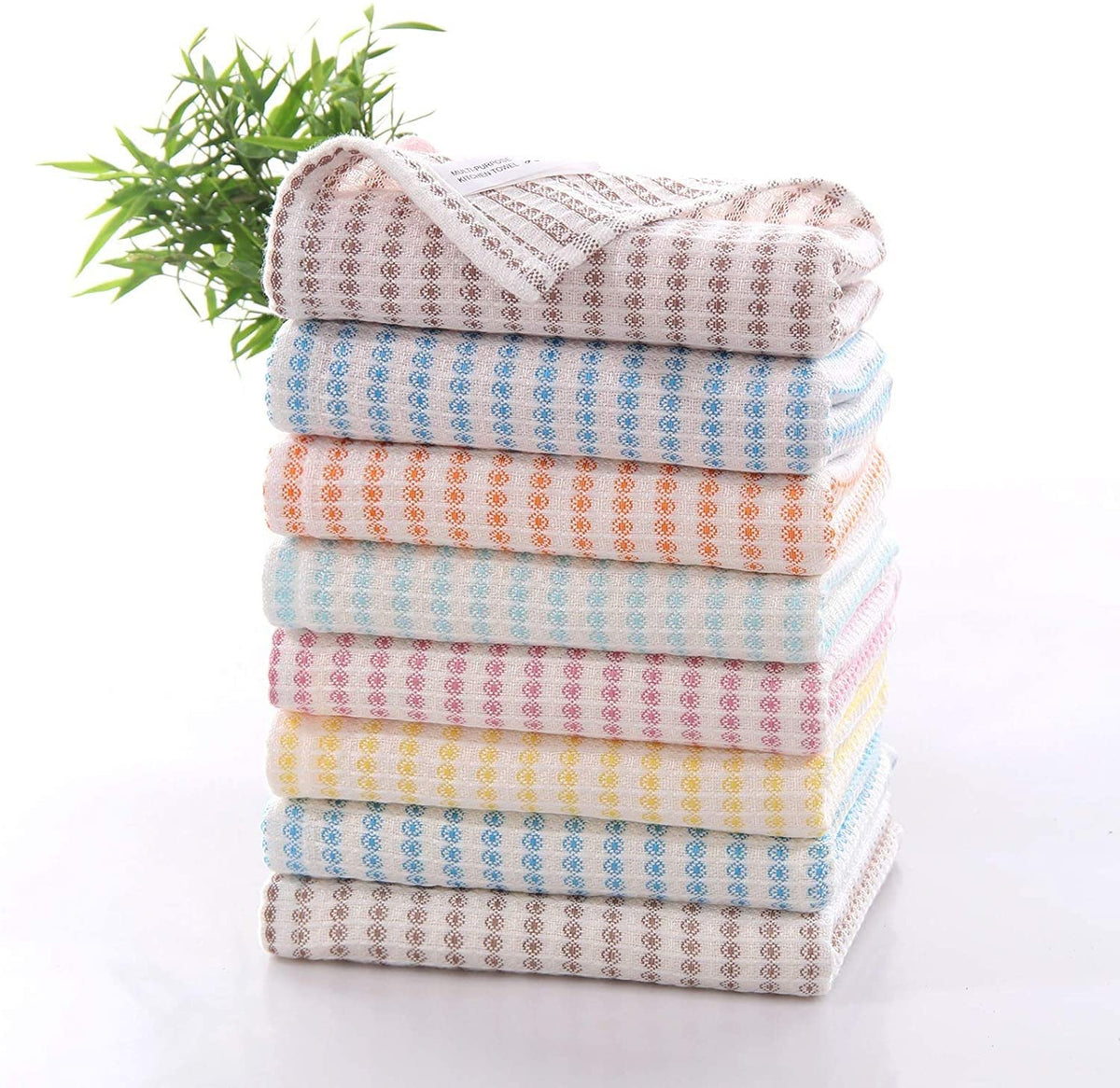 Sami Studios Kitchen Cotton Towels 250 Gsm | Soft & Absorbent Hand Towel For Kitchen Cleaning & Quick Drying Of Plates & Glasses (Set Of 8) -Multicolor