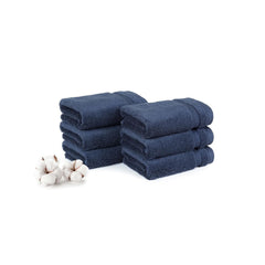 Mytrident Finesse 100% Cotton Face Towels 1200 Gsm (Navy) -6 Piece