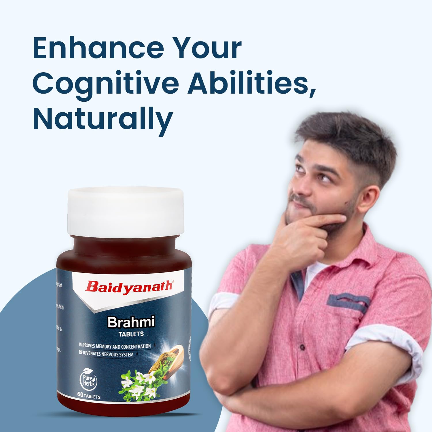 Baidyanath Brahmi Tablets Helps To Handle Life’s Daily Stress, Promotes Mind Relaxation | 60 Tablets 100gm 0.2lbs