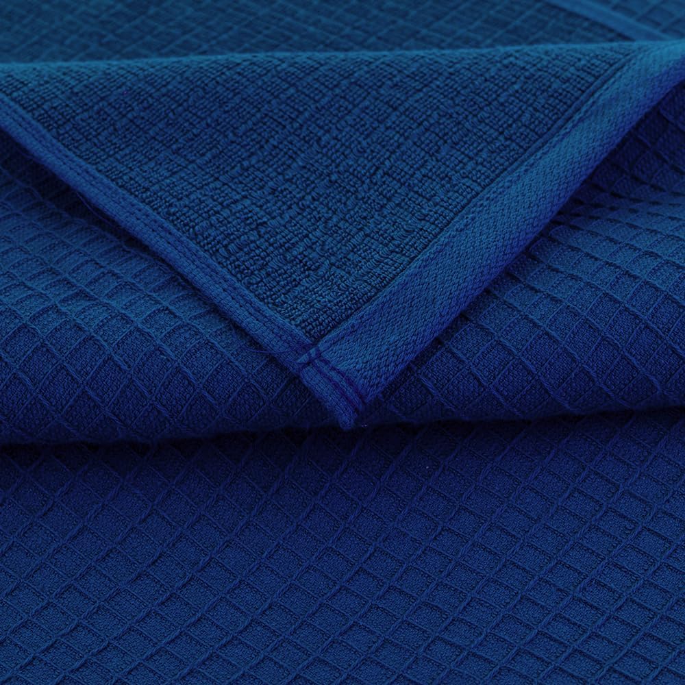 Casa Copenhagen Egyptian Cotton Waffle Large Bath Towel 500 Gsm (Navy Blue)