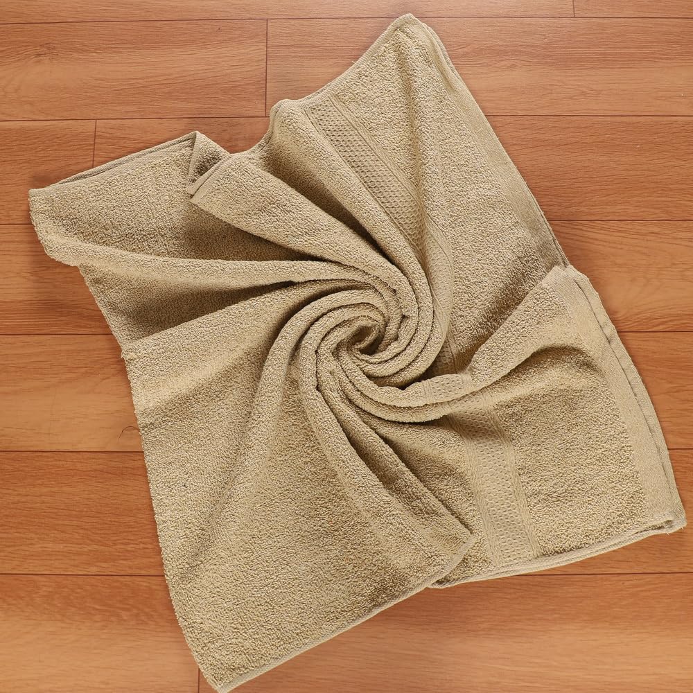 Fezora 100% Cotton Bath Towel 450 Gsm | Ultra Soft, Quick Dry, High Absorbency, Skin-Friendly Large Size Bath Towel (Beige)