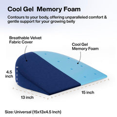 Pregnancy Pillow For Pregnant Women, Memory Foam Maternity Pillow - Navy Blue | Wedge For Supporting Belly, Back During Pregnancy - Provides Soft-Support To The Baby Bump, Comfortable Pillow