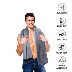 Housse Premium Microfiber Bath Towel 550 Gsm | Extra Large Quick Dry Towels Super Soft Plush | Ultra Absorbent For Home, Swimming, Sports, Travel (Natural Grey)