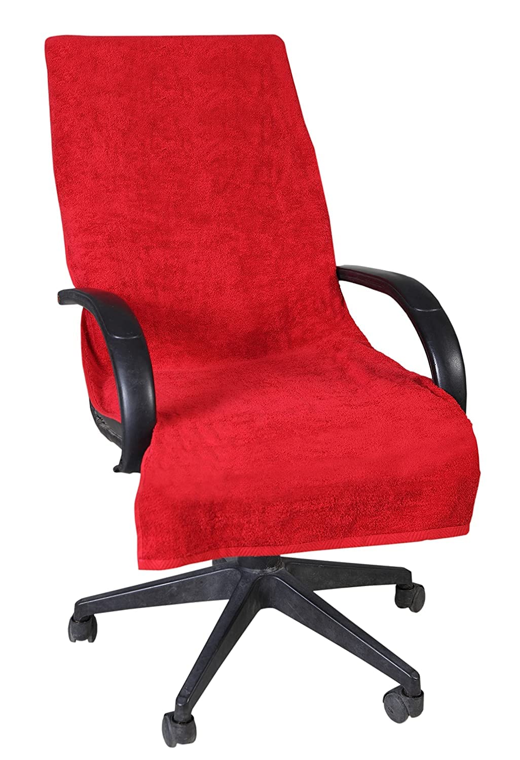 Roman Home Solid Large Luxury All Car Seats & All Office Chair Towel With Tie Knot & Elistick 450 Gsm - (Red)