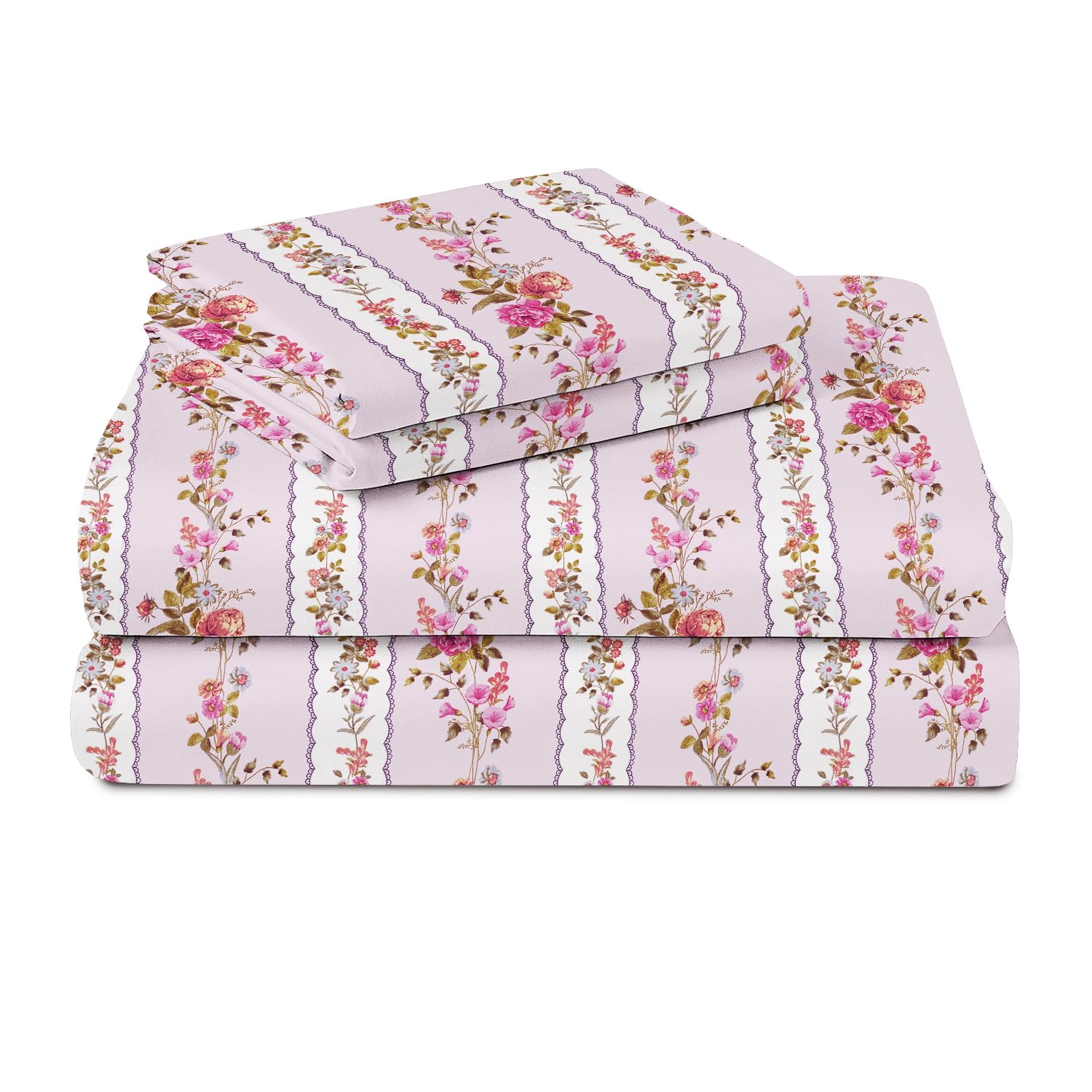 100% Cotton Double Bed Bedsheet Set With 2 Matching Pillow Covers | 90 X 90 Inches, Light Pink - Ideal For Villas, Guest Houses, & Daily Home Use Double Bedsheet