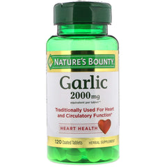 Nature's Bounty Garlic 2000mg, Heart Health Herbal Supplement, Made With Only The Purest Ingredients | 120 Tablets 150gm 0.3lbs