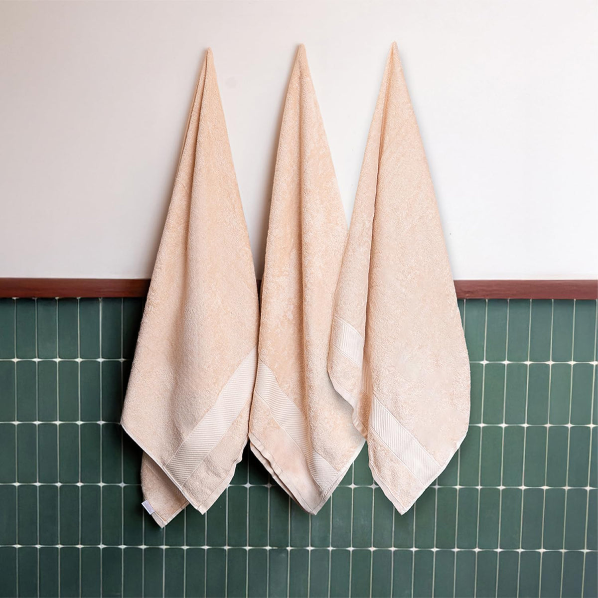 Himeya Bamboo Bath Towel 1500 Gsm | Ultra Absorbent 3x Softer Than Cotton Towels (Sand Stone) - Pack Of 3