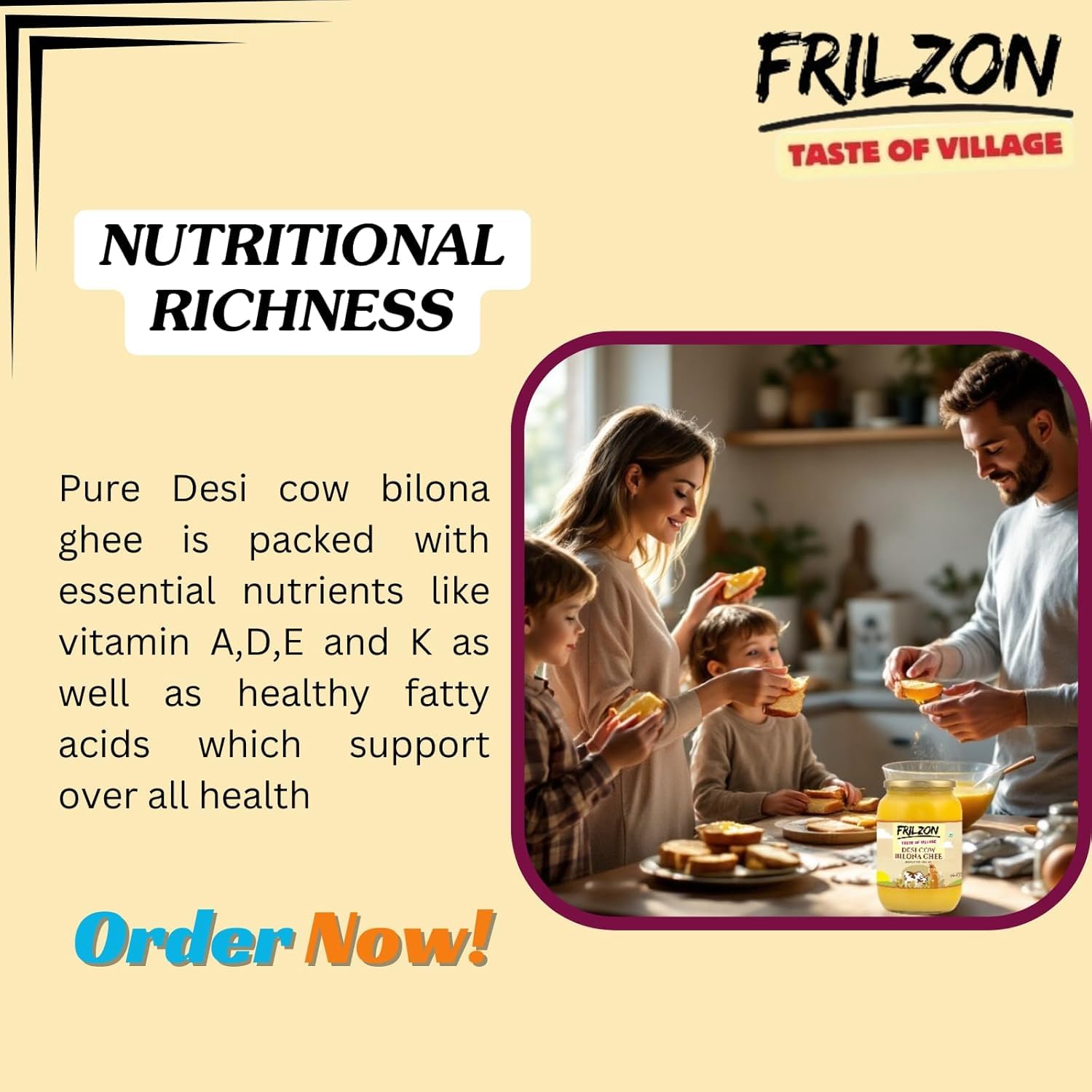 Organic Desi Cow Bilona Ghee By Frilzon | Traditional Bilona Method, Cultured Danedar Desi Homemade Ghee | 2 Litre (1 Litr * 2) 67.6 Ounce | Jar Pack