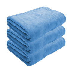 Black Gold The Finer Touch Oversized Microfiber Bath Towel 2100 Gsm | Soft Quick-Dry Microfiber Towel For Men & Women | Lightweight, Absorbent & Travel-Friendly (Sky Blue) - Pack Of 3