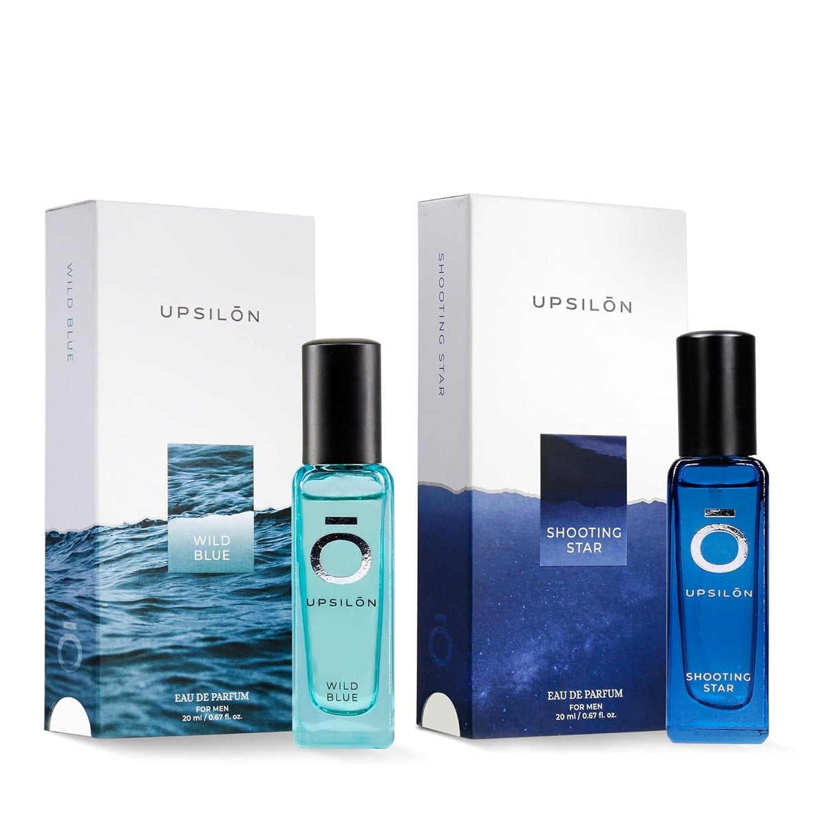 Upsilon Wild Blue + Shooting Star Eau De Parfum 20ml 0.67 Fl.oz. Each Pack Of 2 Men’s Perfume | Travel Friendly Pocket Perfumes