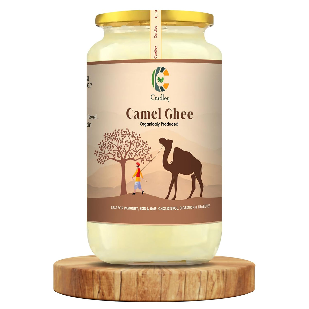Organic Natural Camel Ghee By Curdley | Great Source Of Energy Healthy & Nutrients Camel Ghee Supports Brain Health | (100ml) 3.3 Ounce | Jar Pack