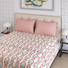 100% Cotton Double Bedsheet With 2 Pillow Covers Size - 87 X 95 Inches, Multicolor | 125 Thread Count Lightweight & Durable - Gift For Housewarmings, Weddings, Birthdays