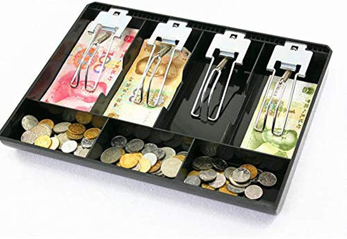 Abs Plastic Cash Drawer, 4 Cash & 3 Coin Organizer For Supermarket, 7 Slot, 32.2 X 3.5 X 24.5 Cm, Colour - Black Special Feature - Durable