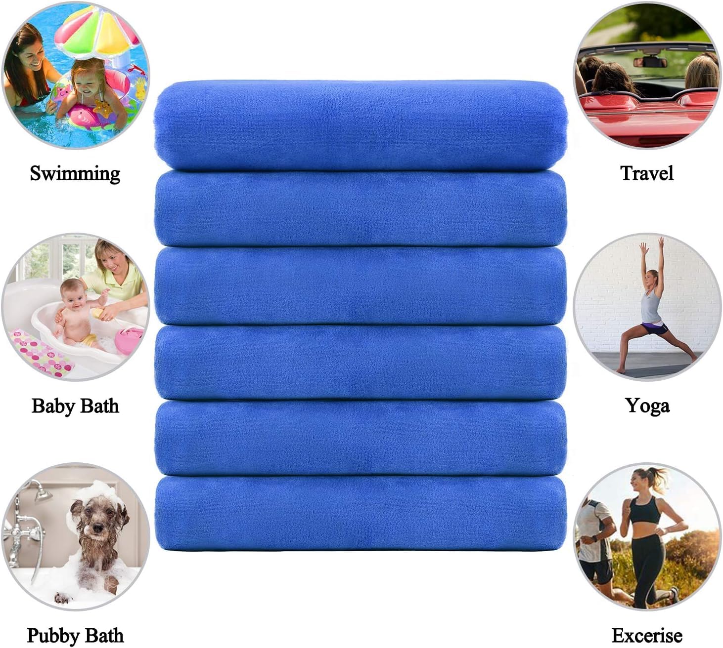 Midastra Microfiber Bath Towel 500 Gsm | Fast Drying, Extra Soft & Absorbent, Perfect For Home, Gym, Travel Bath Towel (Blue)