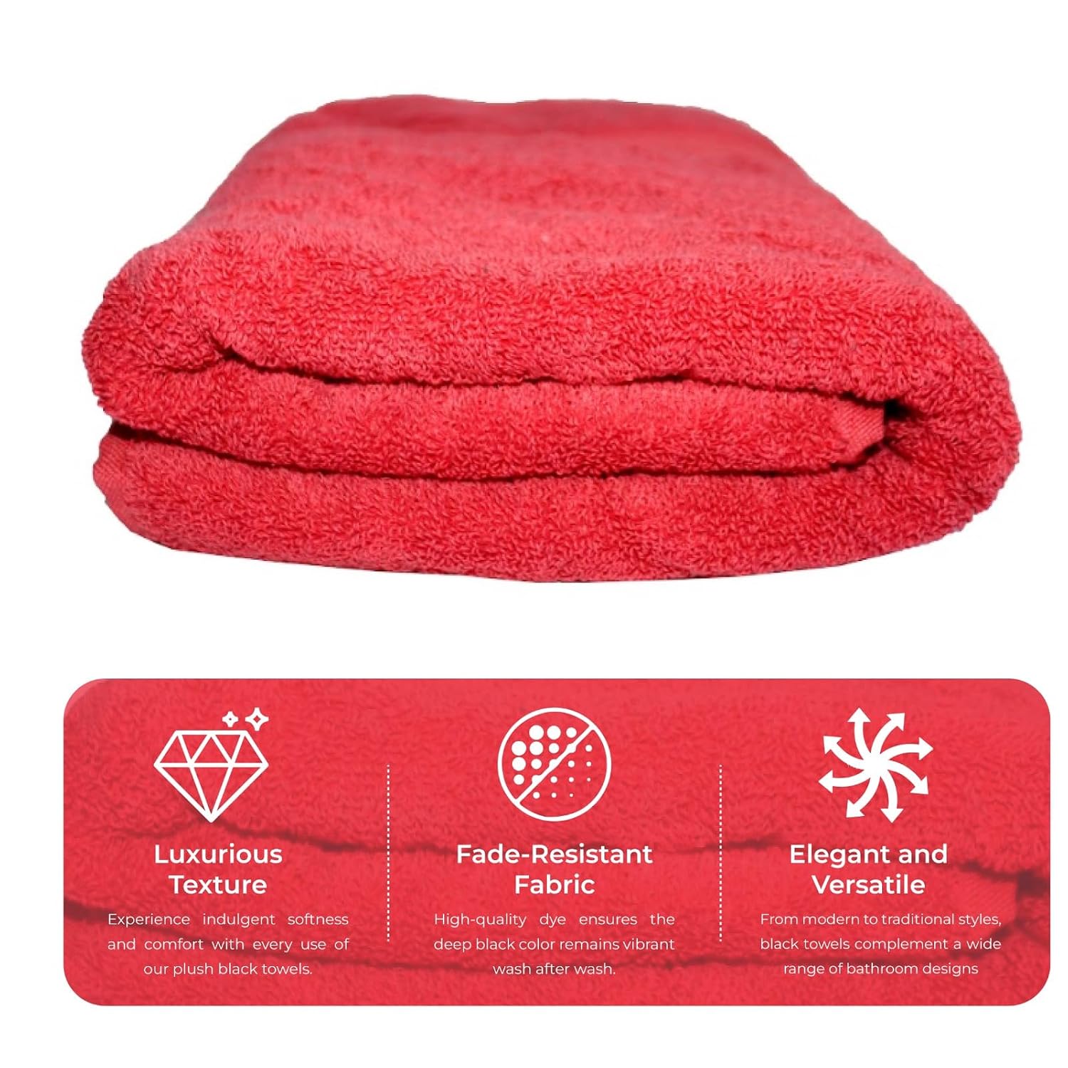 Bhapri Turkish 100% Cotton Luxury Bath Towels 500 Gsm | Lightweight Soft & Absorbent Quick Dry Plush Bathroom Towels (Red)