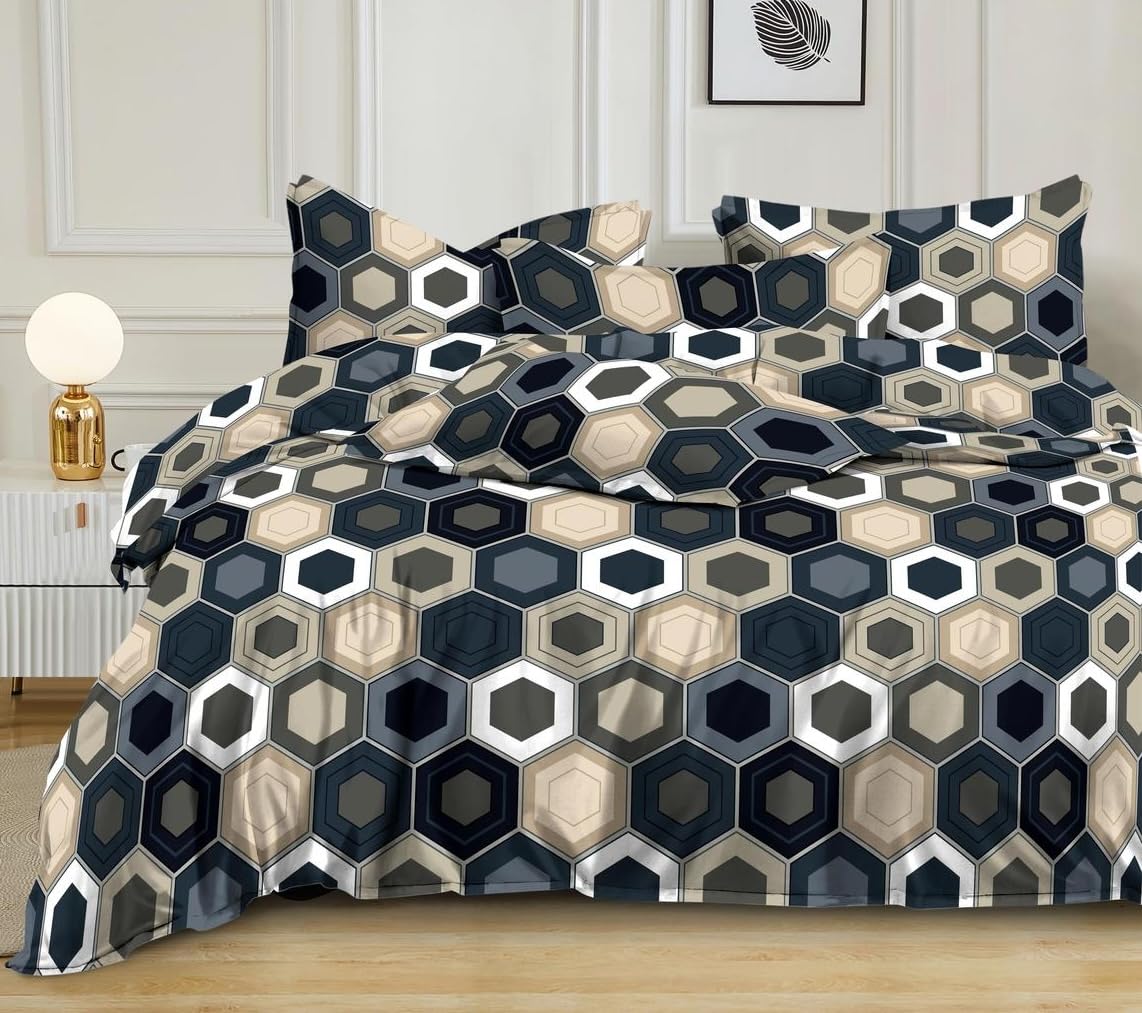 1 King Size Elastic Fitted Bedsheet With 2 Pillow Cover + Comforter - 72 X 78 Inches, Black | Suitable For All-Season Use | Soft To Touch, Light Weight