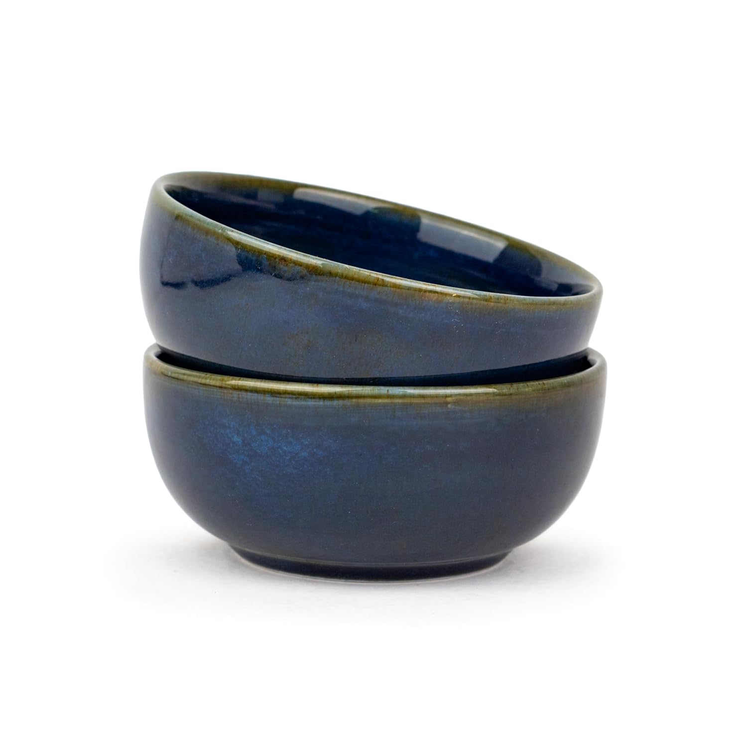 Ceramic Veg Bowls Set Of 6 For Dinner - 180ml Each, Blue Green | Katori Set With Glossy Finish - Porcelain Ceramic Bowls Set | Dessert Bowl Set