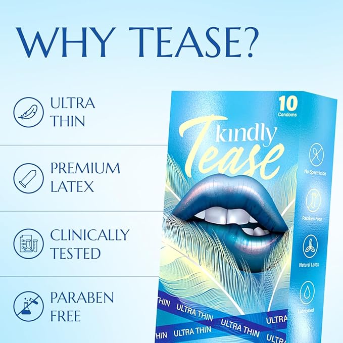 Kindly Tease Ultra Thin Condoms For Men, Pack Of 10 Paraben Free, Safe & Comfortable Protection