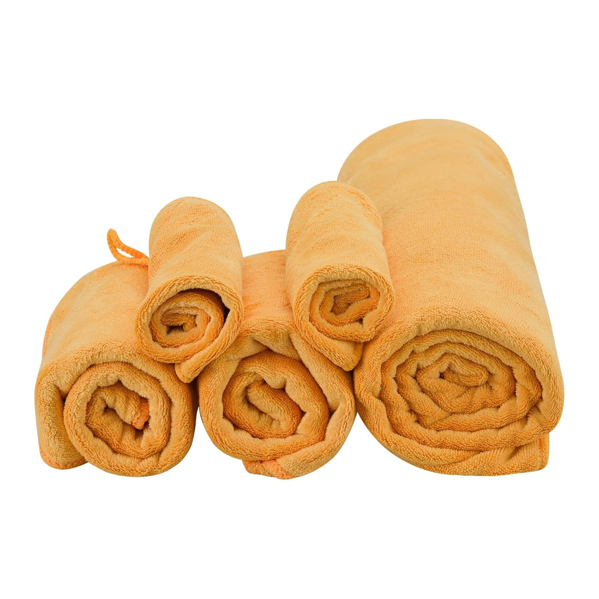 Black Gold The Finer Touch Microfiber 1 Bath Towel, 2 Hand Towels & 2 Washcloth (Yellow) - Set Of 5