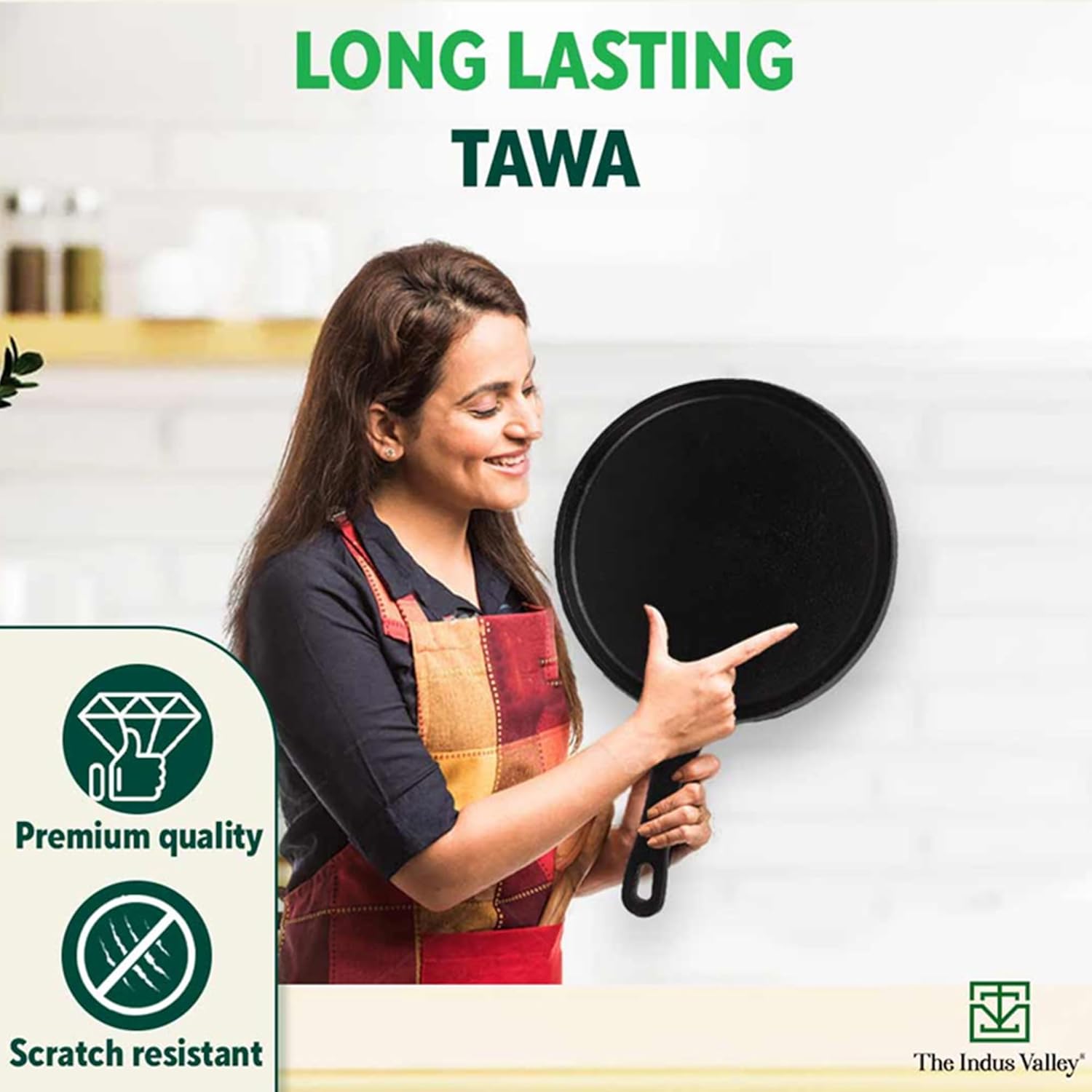 Pre-Seasoned Black Cast Iron Tawa For Dosa, Chapathi - 25.5cm, 10 Inch, 2.1 Kg | Induction Friendly, Naturally Nonstick, 100% Pure & Toxin-Free, No Chemical Coating