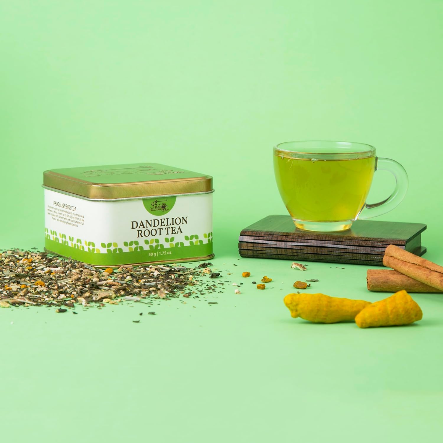 The Indian Chai Dandelion Root Tea For Detox - 50gm Tin, 1.7 Ounce | Improves Kidney Function & Digestive Health - Caffeine Free Super-Herb Loose Leaves