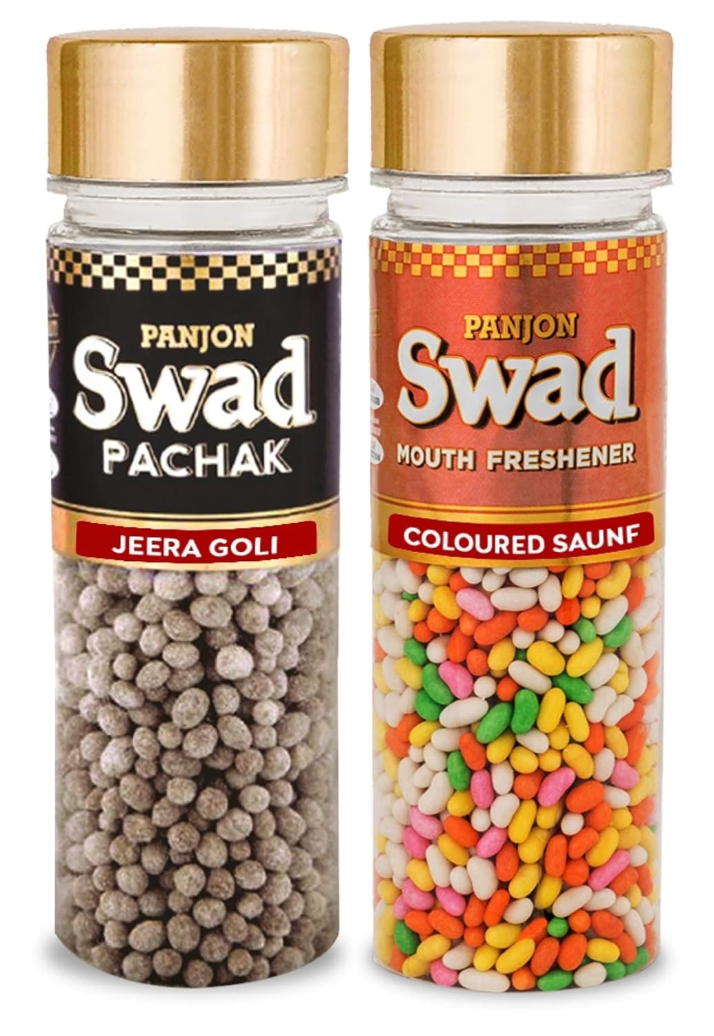 Panjon Swad Jeera Goli & Coloured Saunf Pachak Mouth Fresheners 320gm, (160gm *2 Bottles)