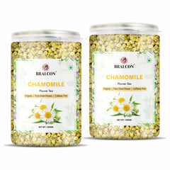 Bralcon Organic Chamomile Flower Tea - 100gm, 3.5 Ounce | Improves Sleep, Reduce Anxiety - Pure Dried Flower Detox Tea | Caffeine Free