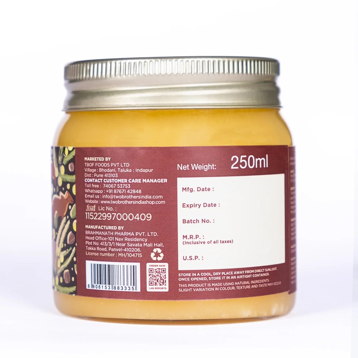 100% Pure A2 Gir Cow Triphala Ghee By Two Brothers Organic Farms | Rich In Nutrients Healthy & Protein Fiber Desi Ghee Perfect For Hair Fall | (250ml) 8.4 Ounce | Jar Pack