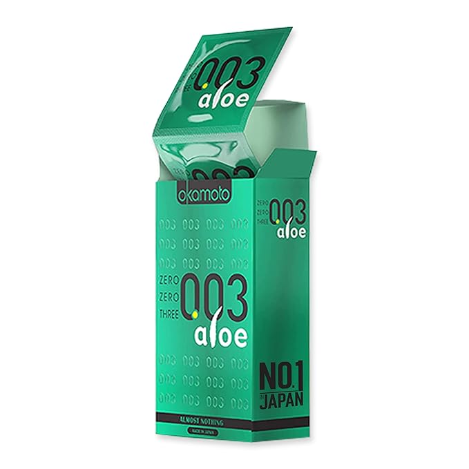 Okamoto 003 Aloe Condoms| Japan's Best Only Natural Water Based Lube Condom In India|(Pack Of 1)