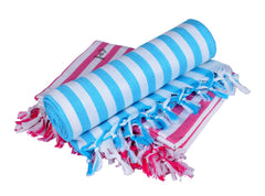 Sathiyas Supreme Turkish Cotton Bath Towel 600 Gsm -Set Of 2 (Blue & Pink)
