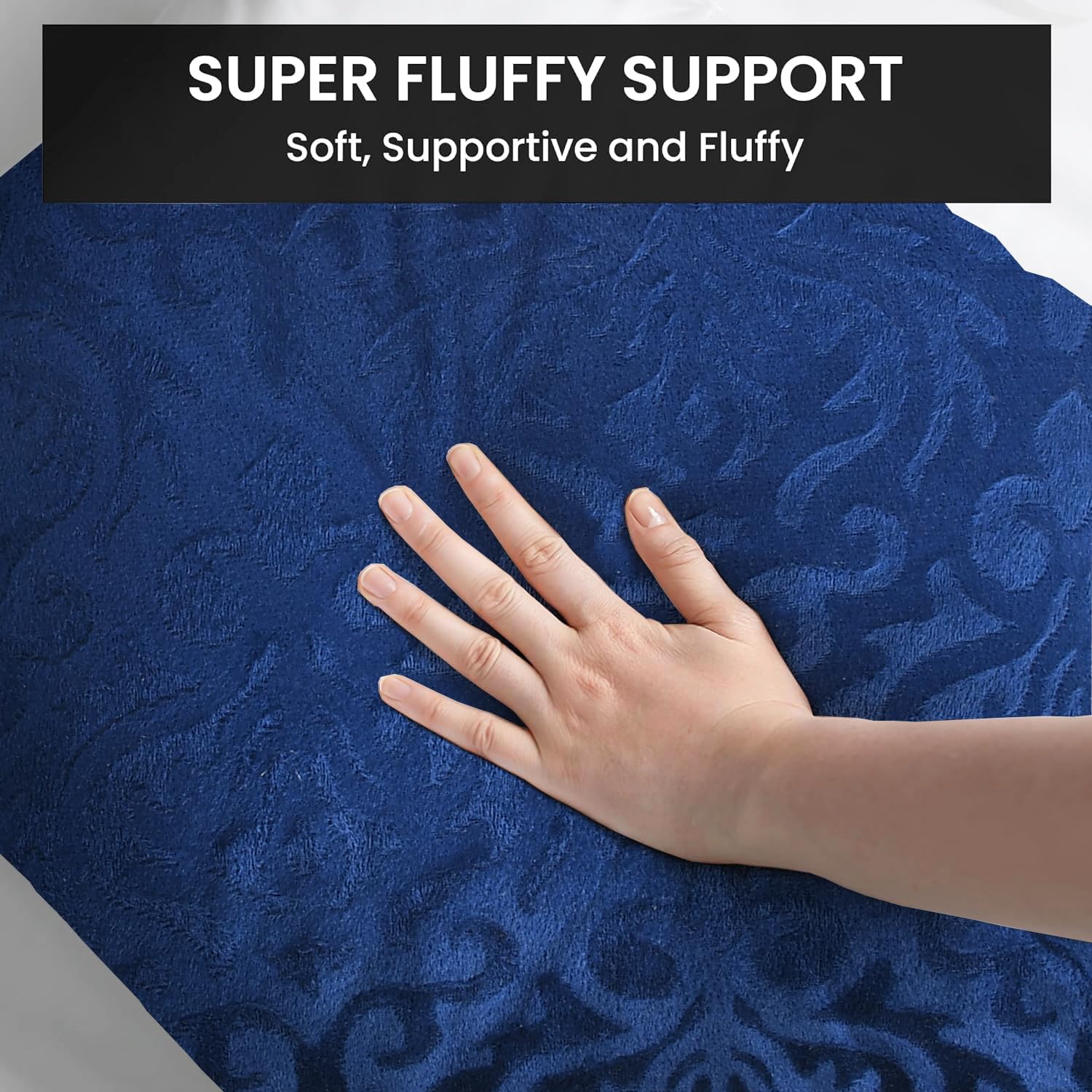 Microfiber Square Pillow Cushion For Sofa & Bed, Navy Blue - 12 X 12 Inch | Soft, Fluffy For Comfort & Back Support | Breathable, Washable | Premium Velvet Outer Cover With Zip - Set Of 3