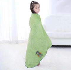 Urbanleaf Premium Microfiber Kids Bath Towels 300 Gsm | Quick Drying Towels For Unisex Kids Cartoon Print Baby Towel (Pista Green)
