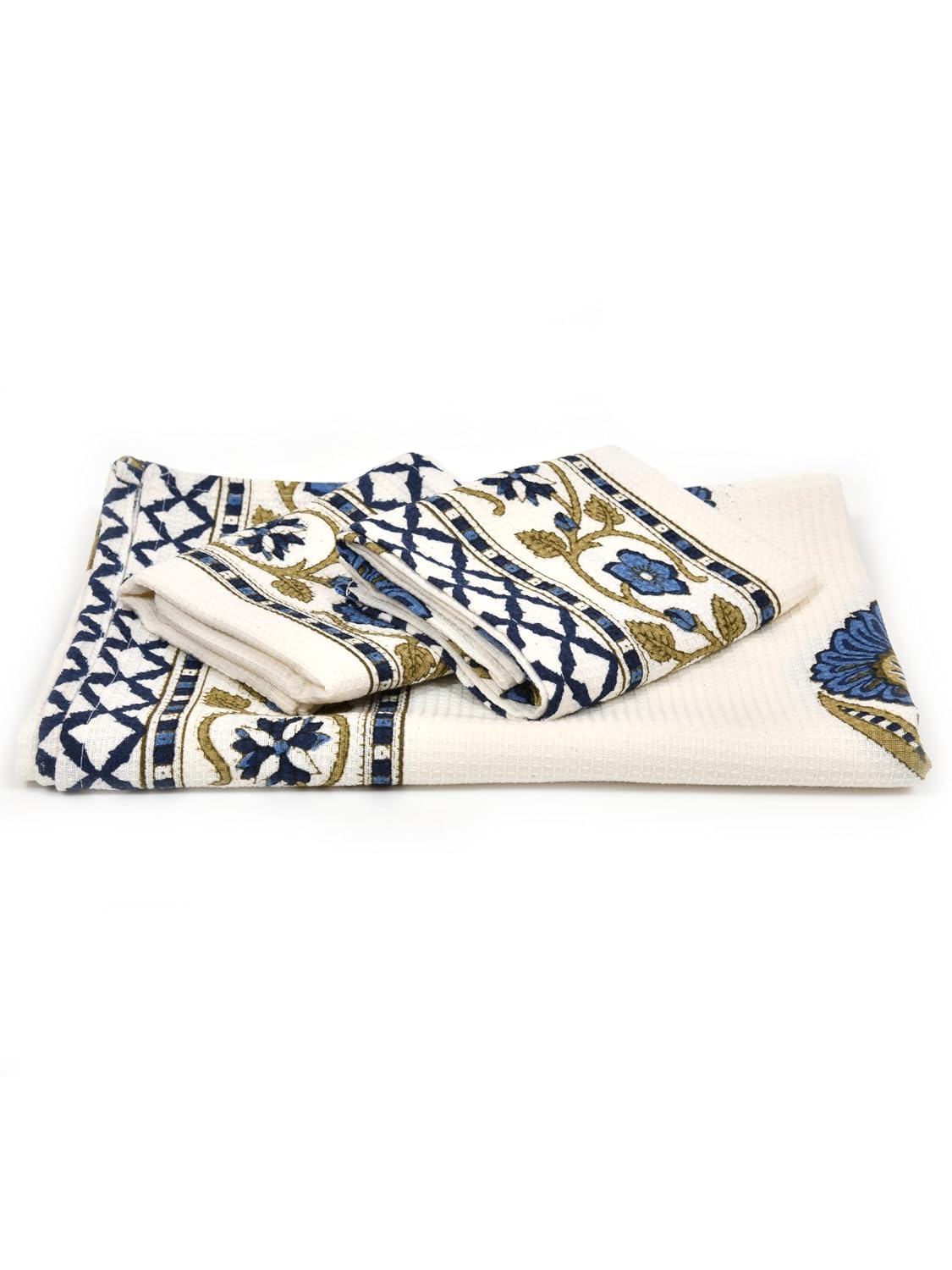 Mafatlal Madhuban 1 Bath & 2 Hand Towels 700 Gsm | Premium Waffle Weave (Porcelain) - 3 Pcs