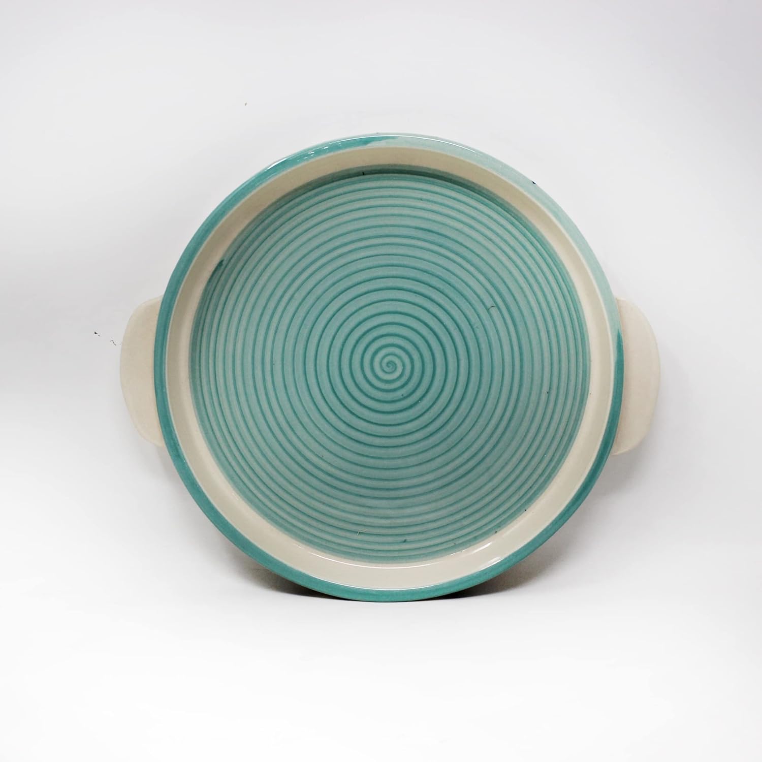 Hand Painted Turquoise Checkered Tea Set With Kettle | Ceramic Tea Kettle Set With 4 Cups, 150ml Each + 1 Kettle, 700ml + 1 Tray | 6 Pieces - Microwave Safe & Dishwasher Safe