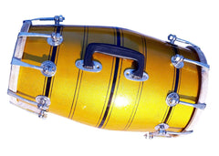 Wooden Musical Dholak Instrument Drum Nuts & Bolt - Yellow | Perfectly Symmetric Round Dholak - Dholak For Festival, Wedding, Satsang | Very Easy To Tune