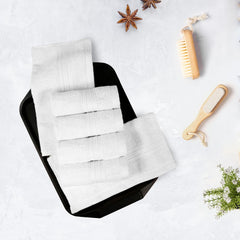 Trident Soft Comfort Air Rich 100% Cotton Face Towel 500 Gsm | Highly Absorbent Towels For Men/Women, 6 Pcs (White)