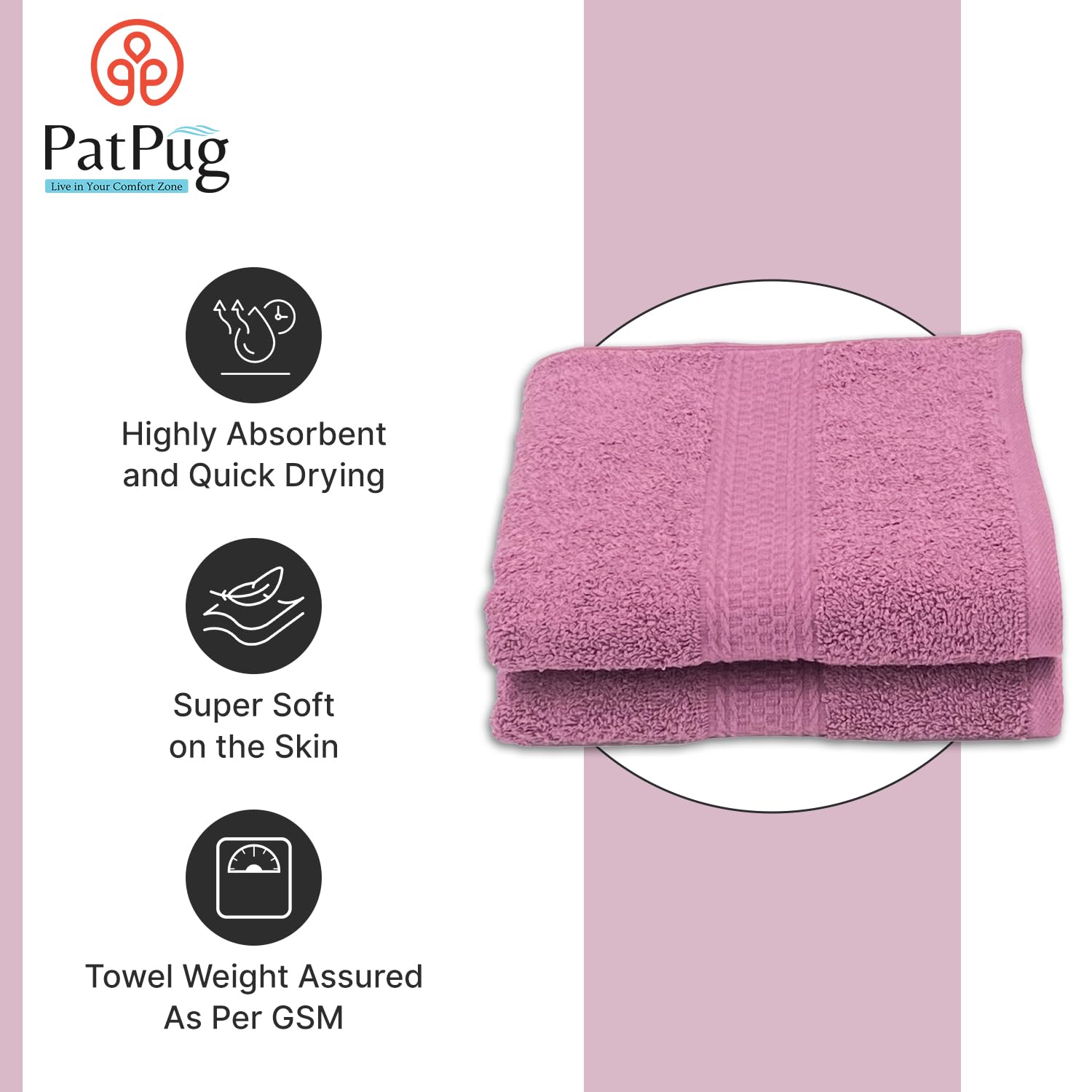 Patpug 100% Indian Ultra Soft Cotton Hand Towel 400 Gsm | For Gym, Workout, Yoga, Wash Basin (Mahogany) - 2 Piece