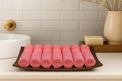 Caslino Small Cotton Face Towels 600 Gsm | Soft & Absorbent Towel For Women & Men - Coral Red (Pack Of 6)