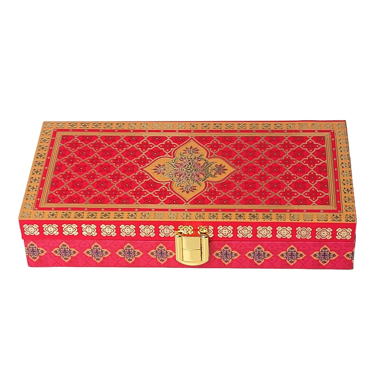 Fancy Shagun Cash Box Or Gaddi Box For Gifting Money On Wedding, New Born Baby, Ring Ceremony Pattern1pc, Material - Wood, Colour - Red