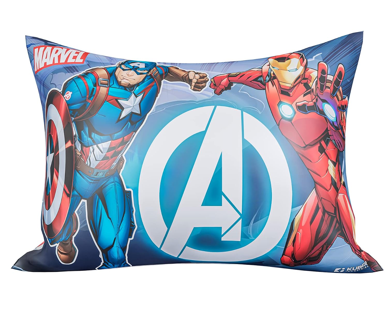 Cotton Marvel Avengers Print Pillow For Kids, Ideal For Boys & Girls, Sky Blue - 12x18 Inches | Super Soft Pillow Filler For Sleeping & Traveling | Suitable For All Sleepers - 2 Pcs