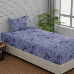 Cotton Single Bedsheets With 1 Pillow Covers - 55 X 88 Inches, Light Purple & Blue | Ideal For House - Bedroom, Guest Room, Perfect Gift For Festivals