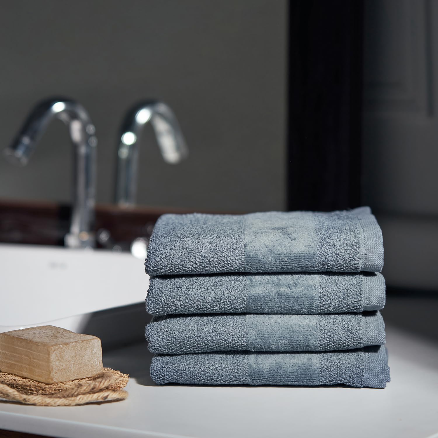 Pure Home + Living Sheared Face Towels 1300 Gsm | Ultra Soft, Absorbent, Quick Dry Towels For Facewash, Gym, Sports, Travel | Pack Of 8 (Indigo)