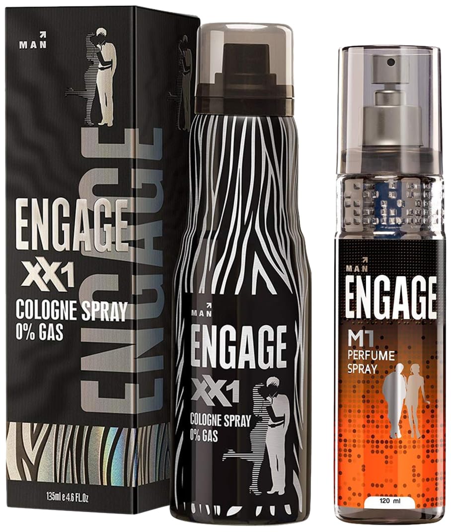 Engage M1 Perfume Spray 120ml 4 Fl.oz. & Cologne Spray XX1 For Men, 135ml 4.5 Fl.oz.