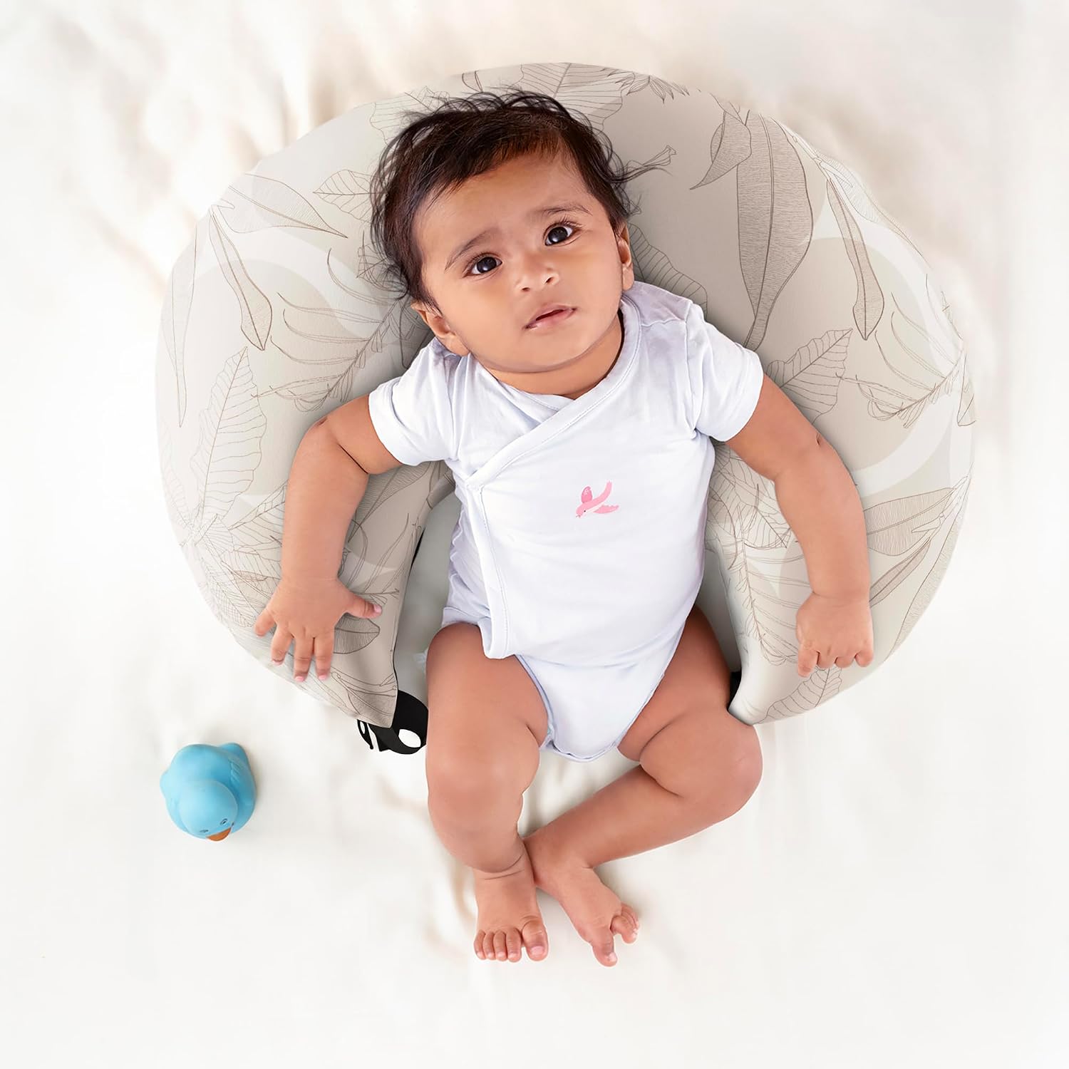 Feeding Pillow For New Born Baby, 5 In 1 Multipurpose Use, Nursing Pillow, Light Brown | For Breastfeeding With Cotton Removable Cover | Stay-Put Support For Every Position, Easy To Clean