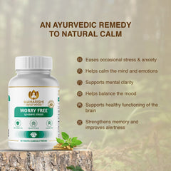 Maharishi Ayurveda Ashwagandha Worry Free Tablets Ayurvedic Medicine Helps Keep The Mind & Body Calm & Relaxed Non Addictive | 60 Tablets 100gm 0.2lbs