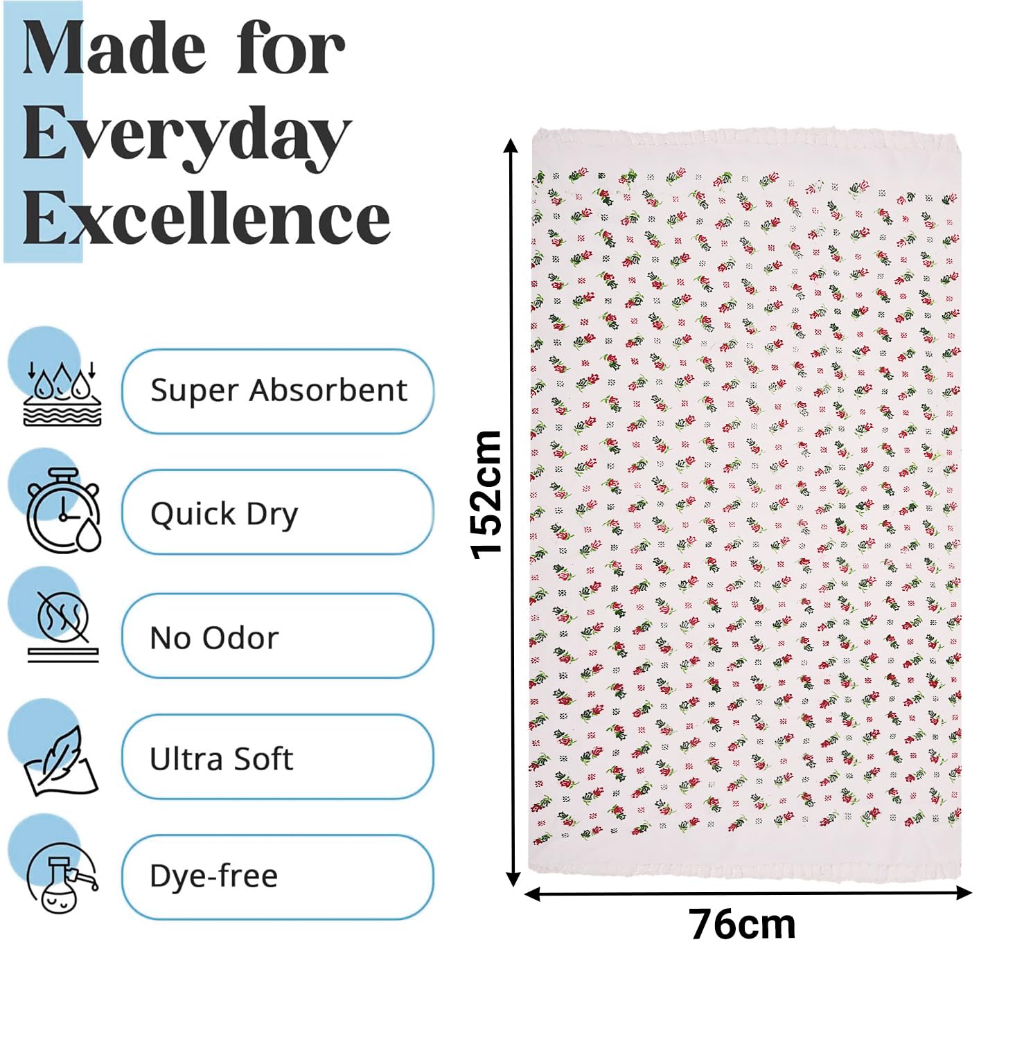 Kuber Industries Cotton Bath Towel 1500 Gsm | Soft & Comfortable Swimming & Bathing Towels & Gamcha (White)- Pack Of 5